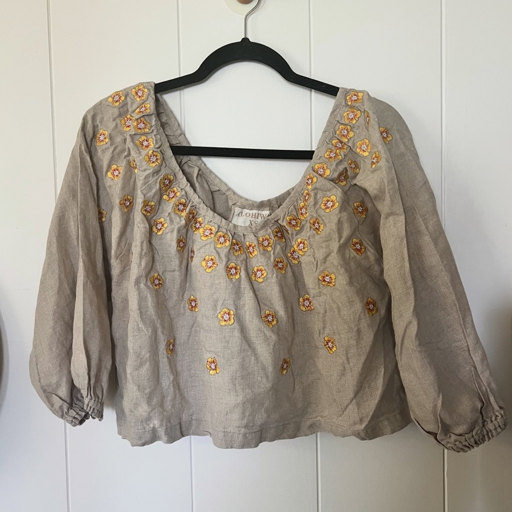 Floral Embroidered linen Blouse